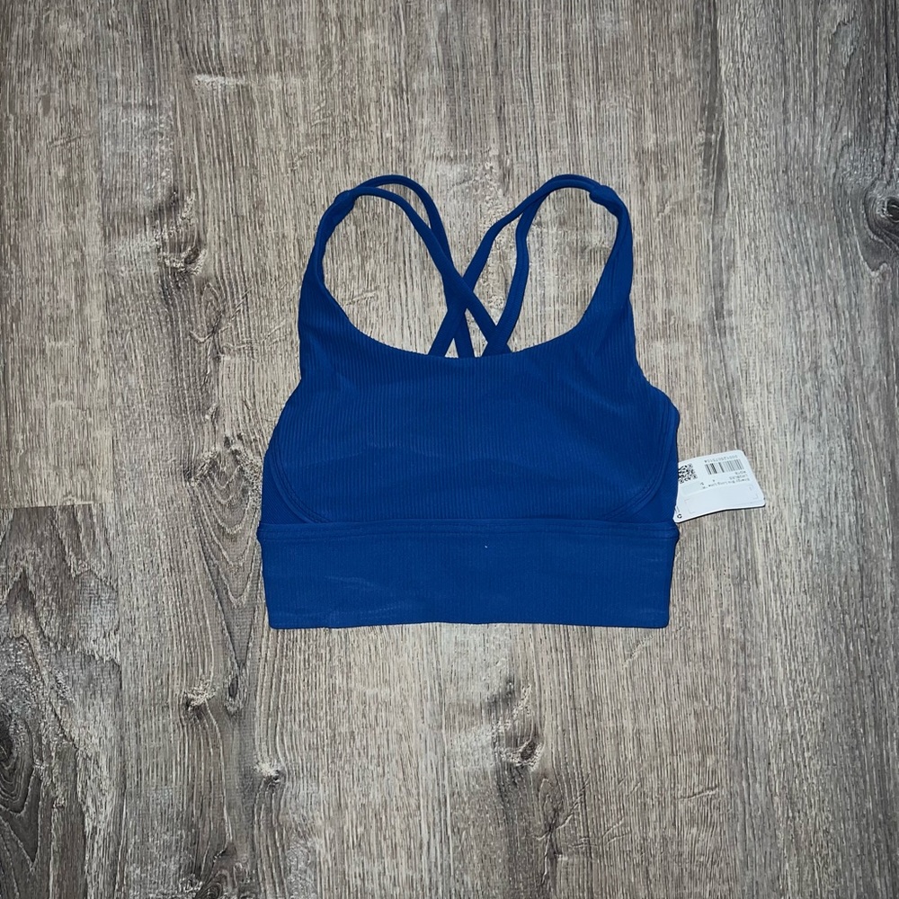 Blue Ribbed Lululemon Energy Bra
